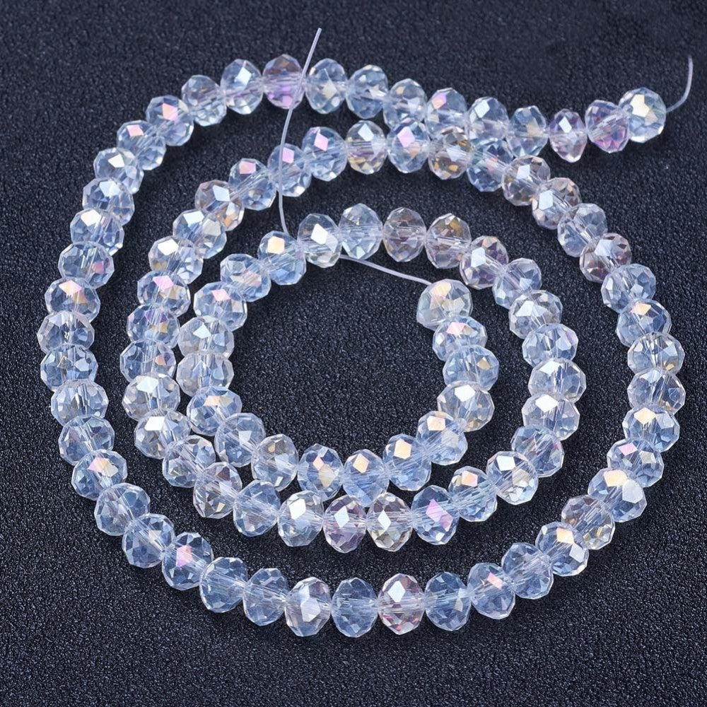 6x5mm Clear Crystal AB Rondelle Beads