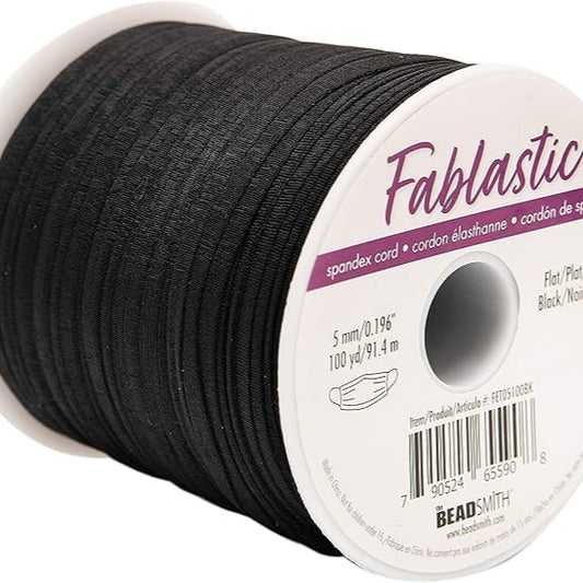 10M Black Fablastic Spandex Stretch Cord 3mm