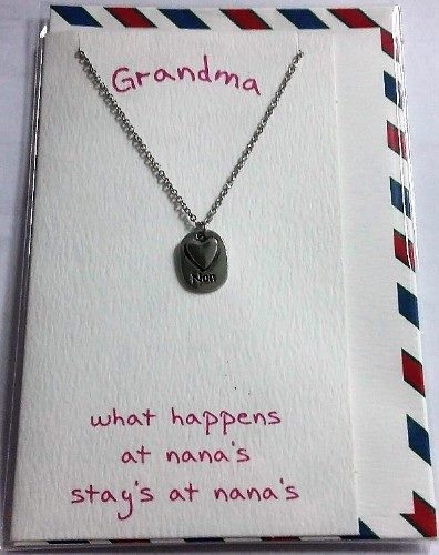 Pewter Pendant Grandma With A Card & Envelope