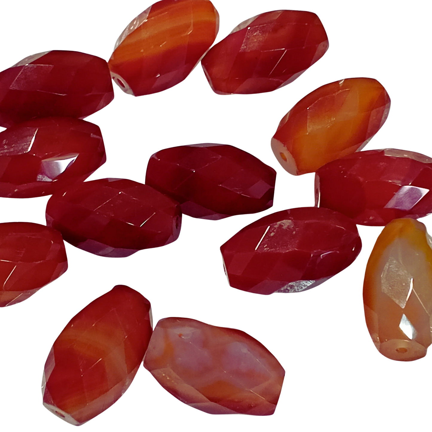1pc 30mm Faceted Oval Carnelian Bead