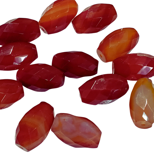 1pc 30mm Faceted Oval Carnelian Bead