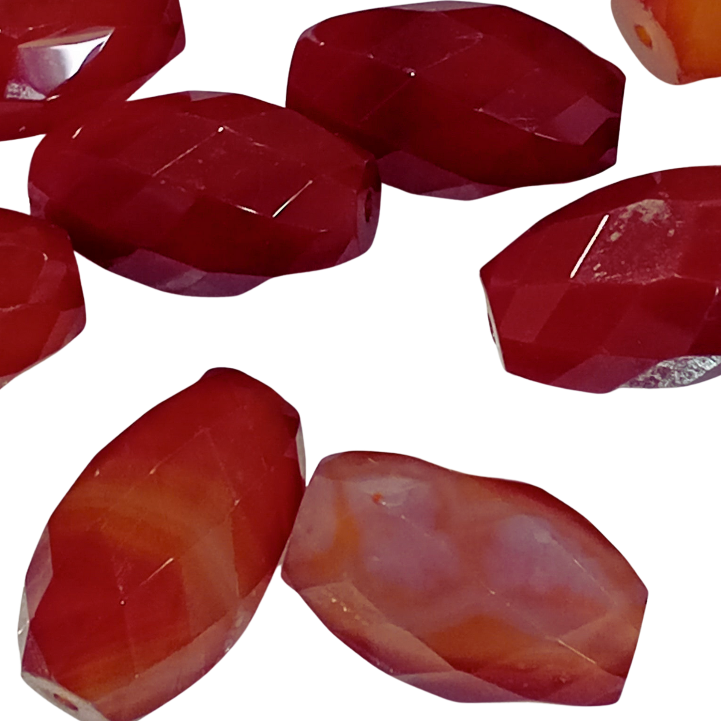 1pc 30mm Faceted Oval Carnelian Bead