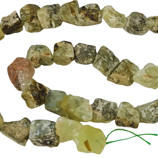 String Of Rough Prehnite Chip Beads