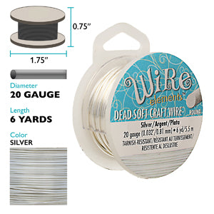 Wire Elements Dead Soft Craft Wire 20 Gauge Silver
