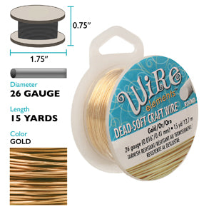 Wire Elements Dead Soft Craft Wire 26 Gauge Gold