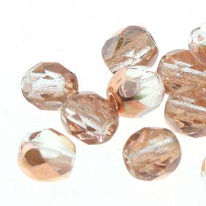 4mm Round Crystal Gold Czech Fire-Polish Beads
