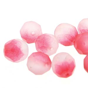 8mm Strawberry Matte Czech Firepolish Beads