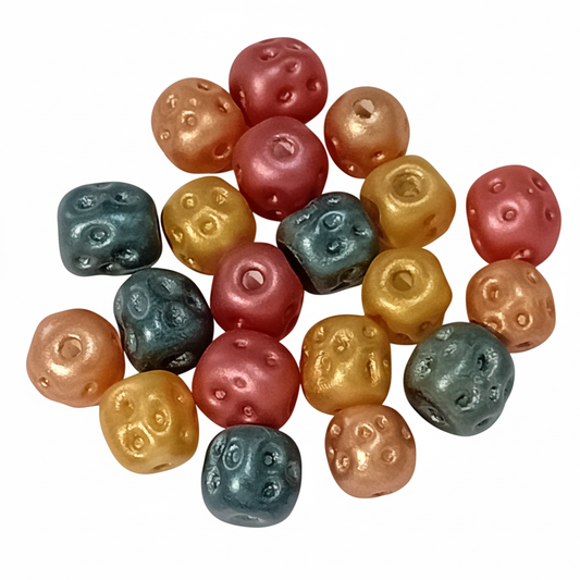 20pc Mixed Colour Metallic Baroque Glass Beads