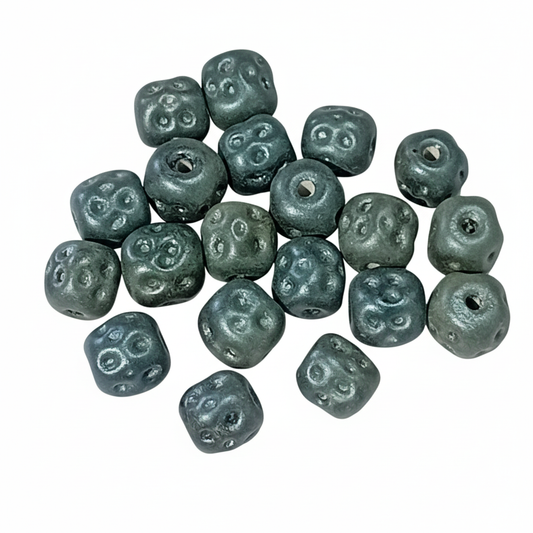 20pc Blue Metallic Baroque Glass Beads