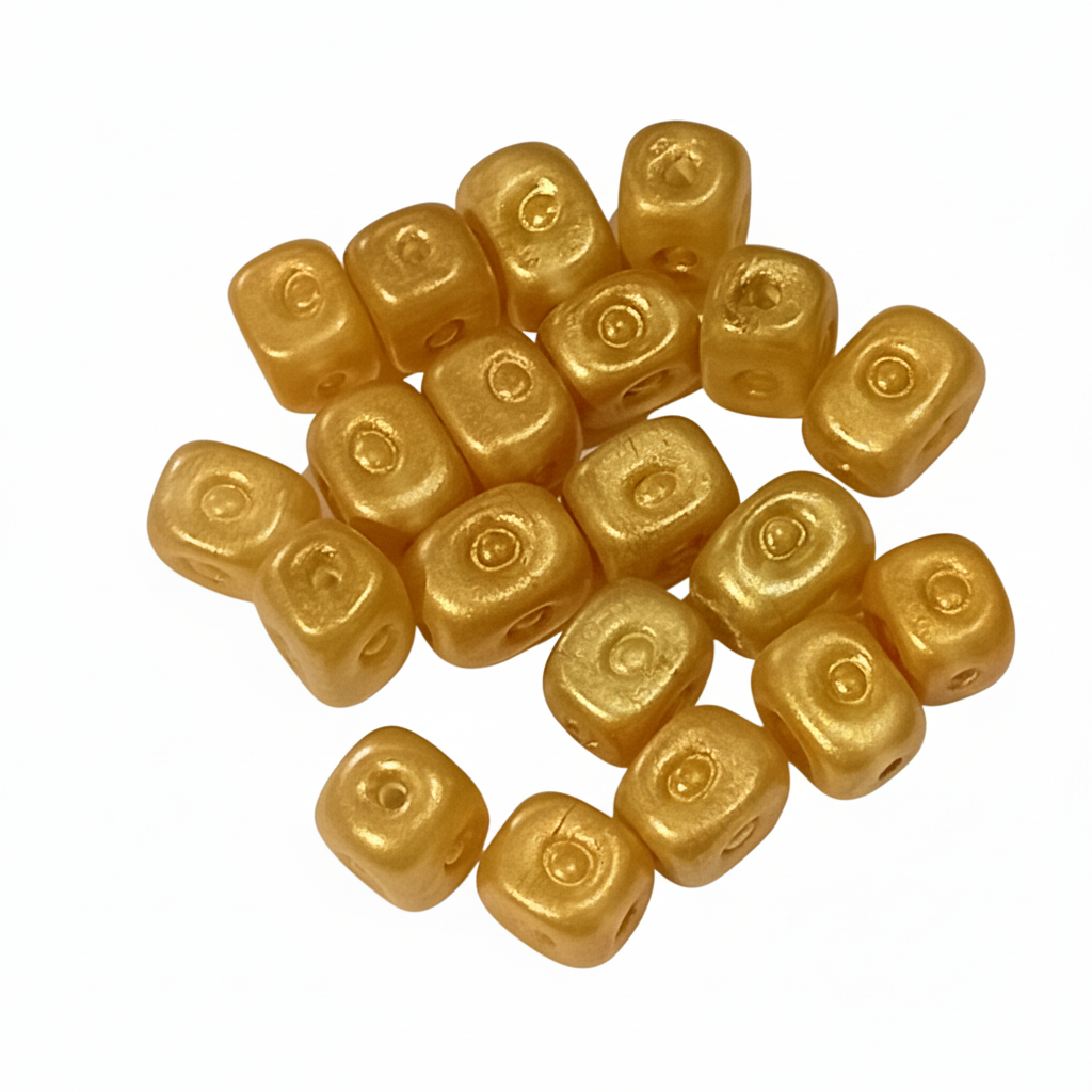 20pc Metallic Gold Square Glass Beads