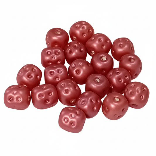 20pc Red Metallic baroque Glass Beads