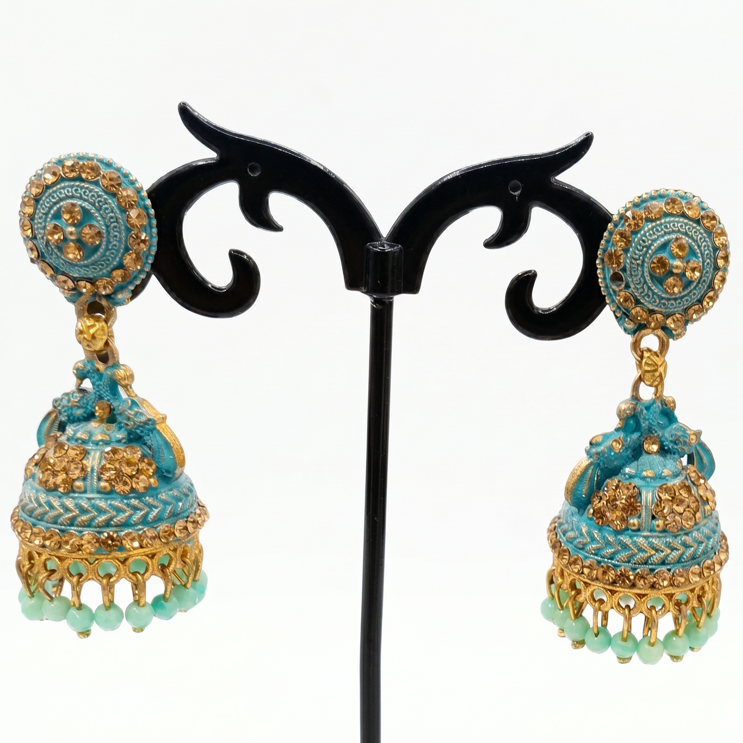 Blue & Gold Statement Boho Indian Earrings