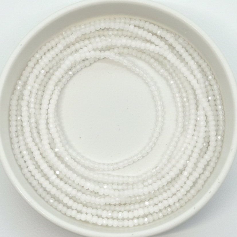 Tiny White Crystal Rondelle Beads