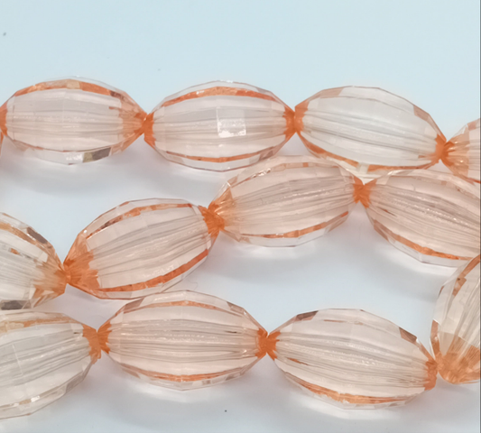 20mm Oval Peach Faceted Acrylic Beads