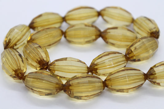 20mm Oval Brown Faceted Acrylic Beads