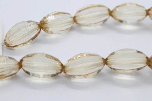 20mm Oval Light Brown Faceted Acrylic Beads