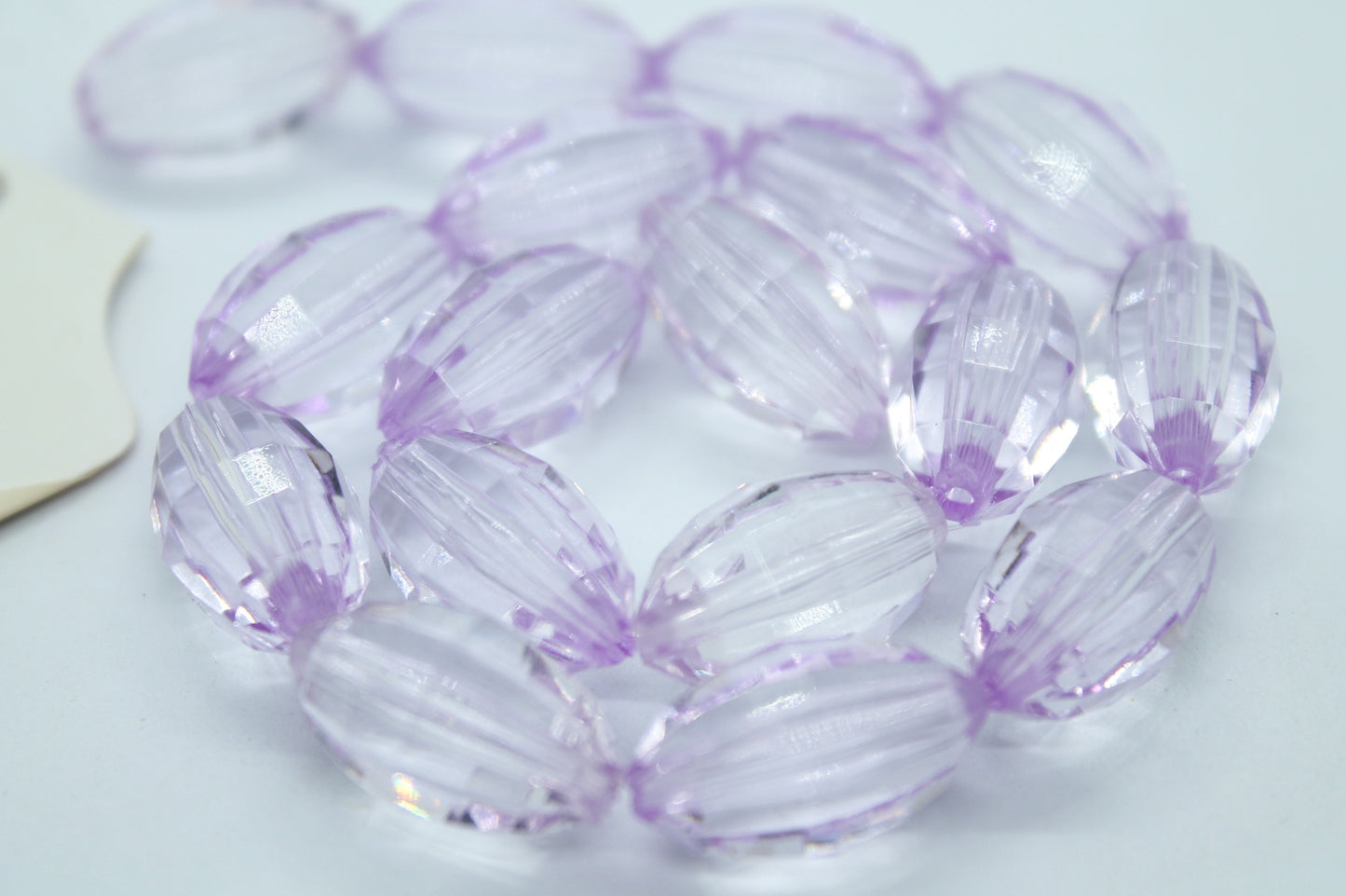 20mm Oval Light Purple Faceted Acrylic Beads