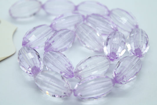 20mm Oval Light Purple Faceted Acrylic Beads
