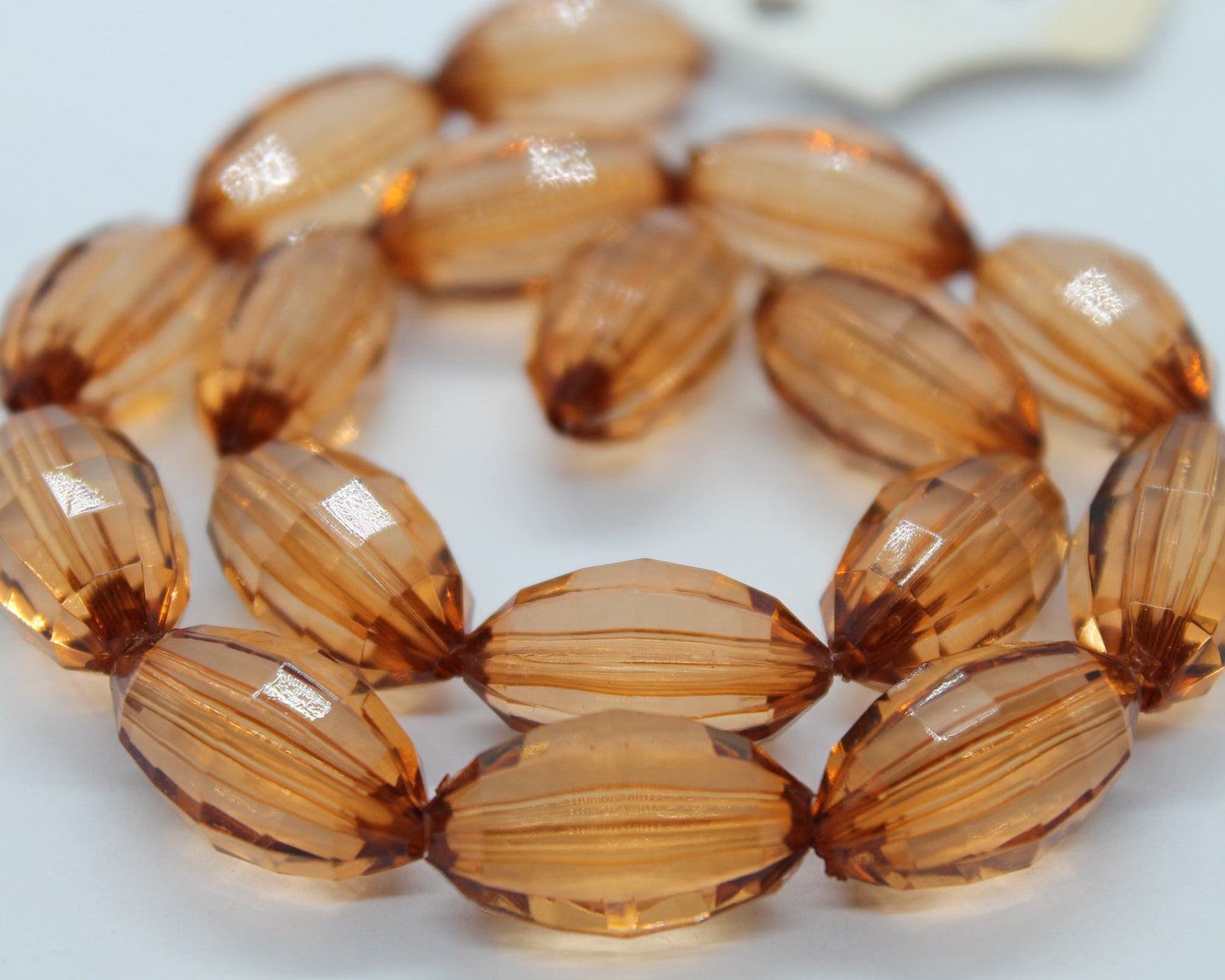 20mm Oval Dark Brown Faceted Acrylic Beads