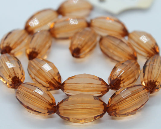 20mm Oval Dark Brown Faceted Acrylic Beads