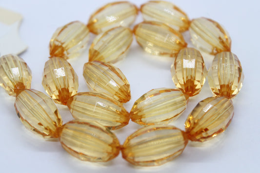 20mm Oval Dark Orange Faceted Acrylic Beads