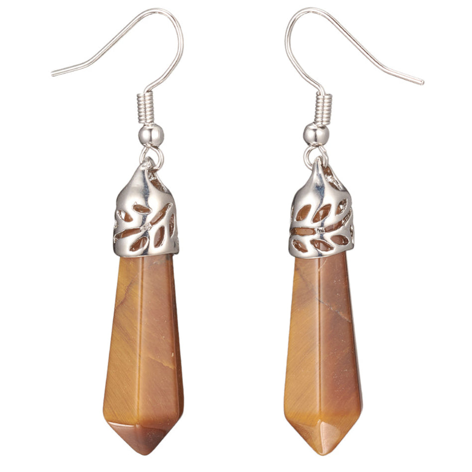 LAST 1! Natural Tigers Eye Gem point Earrings