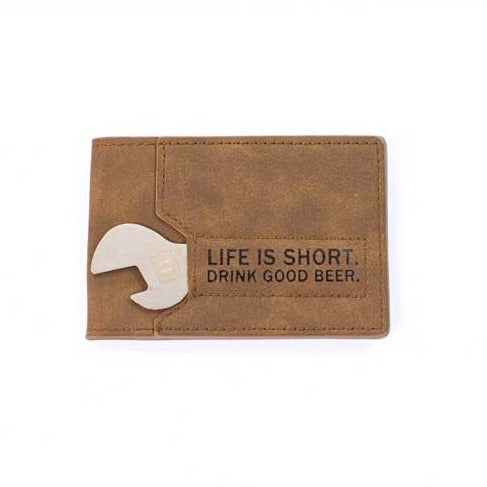 Men's Wallet & Bottle Opener - 'Life is Short. Drink Good Beer'