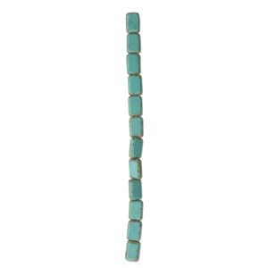 12pc Czech Turquoise Picasso Rectangle Beads