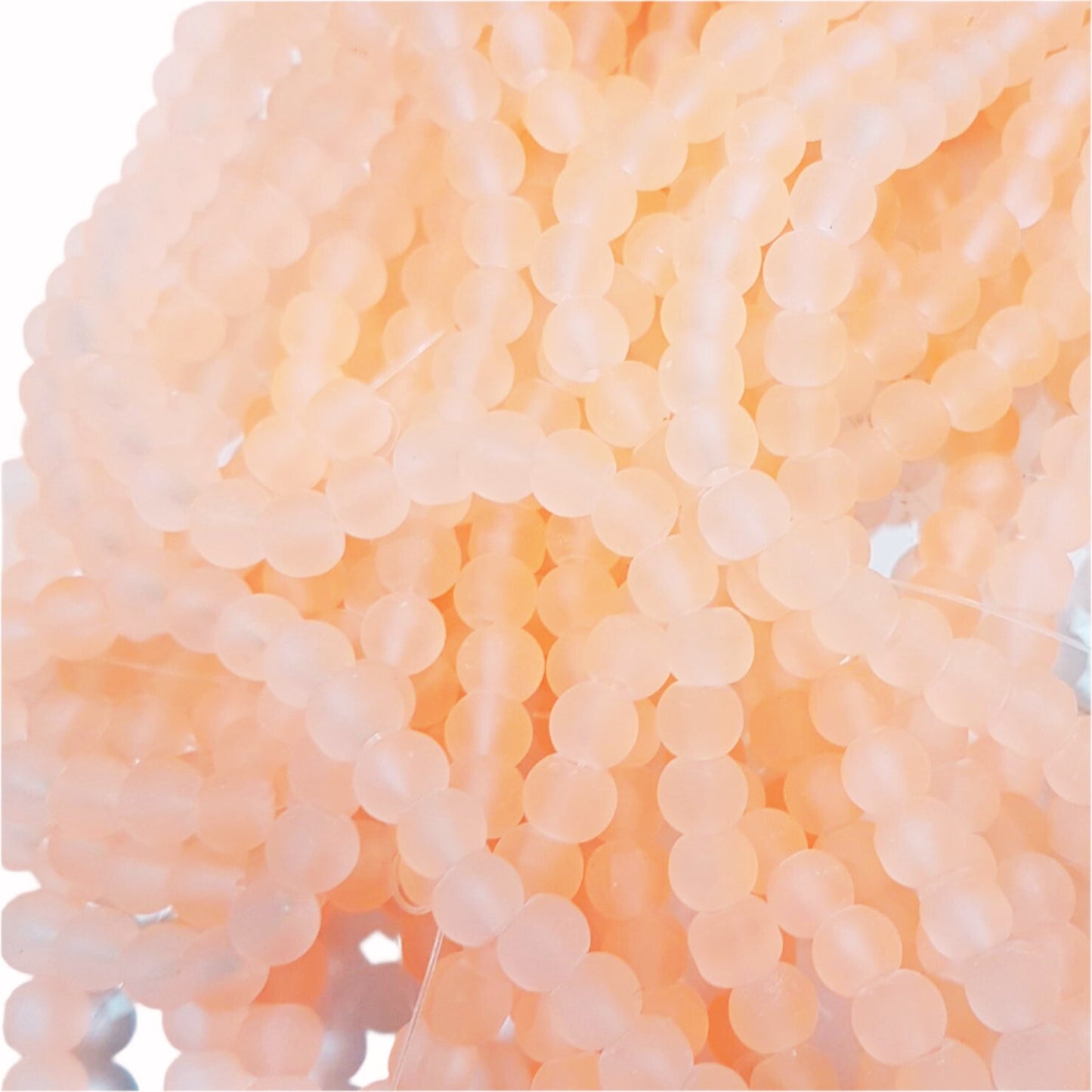 6mm Peach Frosted Glass Beads