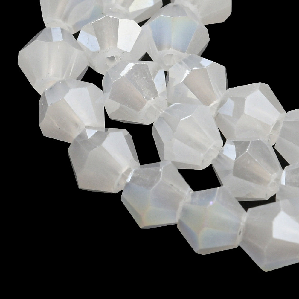 4mm Milky White Crystal Glass Bicones