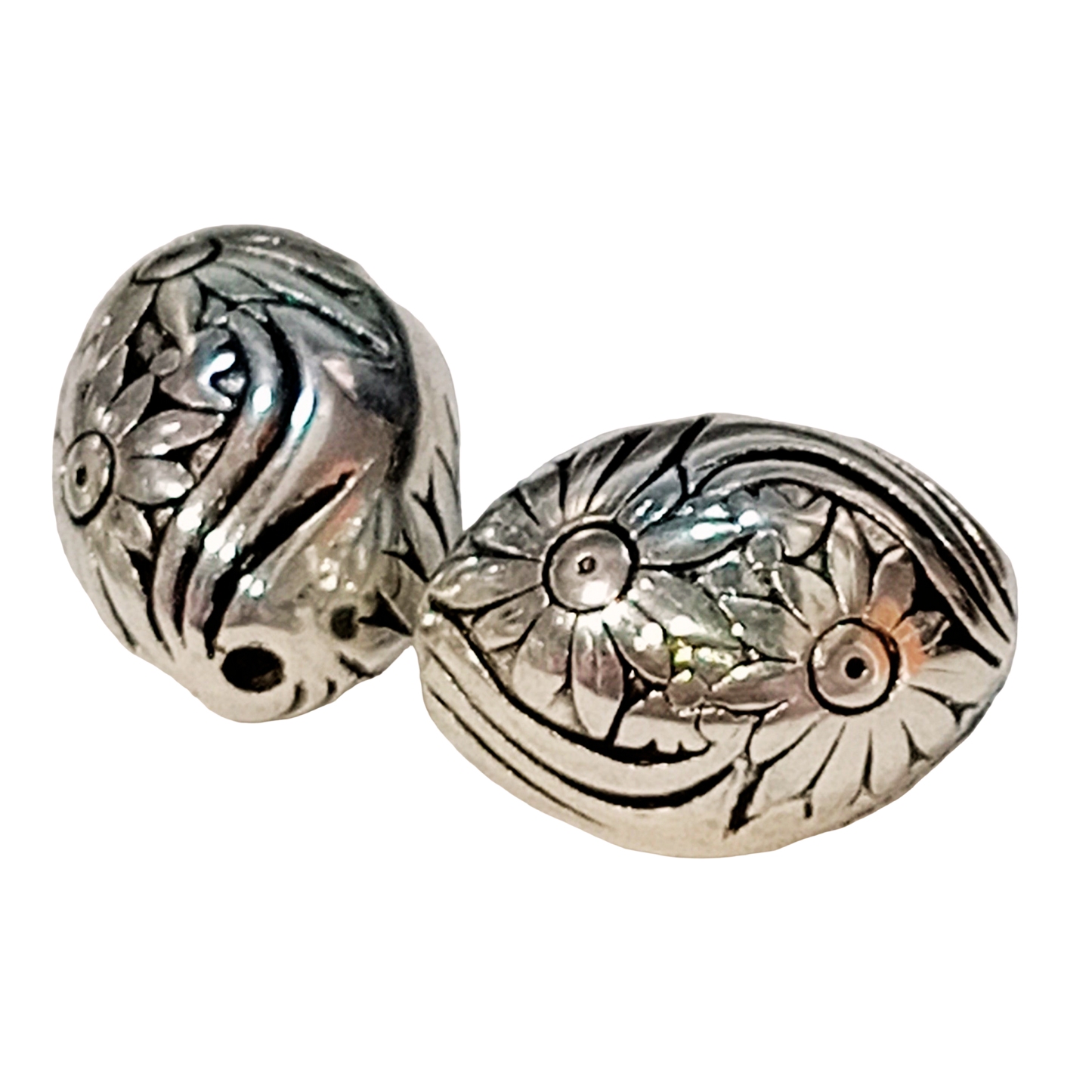 10pc 20mm Antique Silver Oval Acrylic Beads