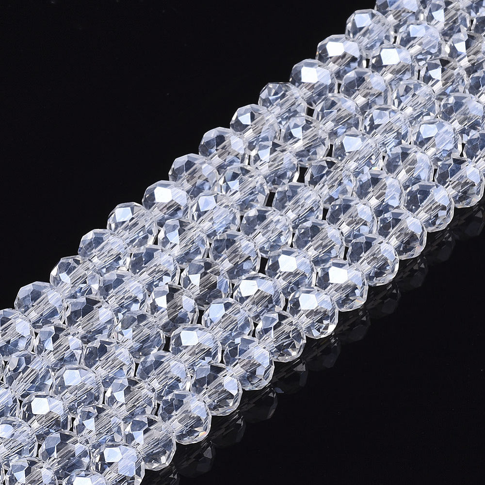 3mm Clear Crystal Electroplated Rondelle Beads