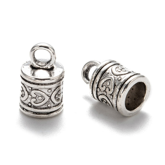 Antique Silver Alloy Cord End Cap