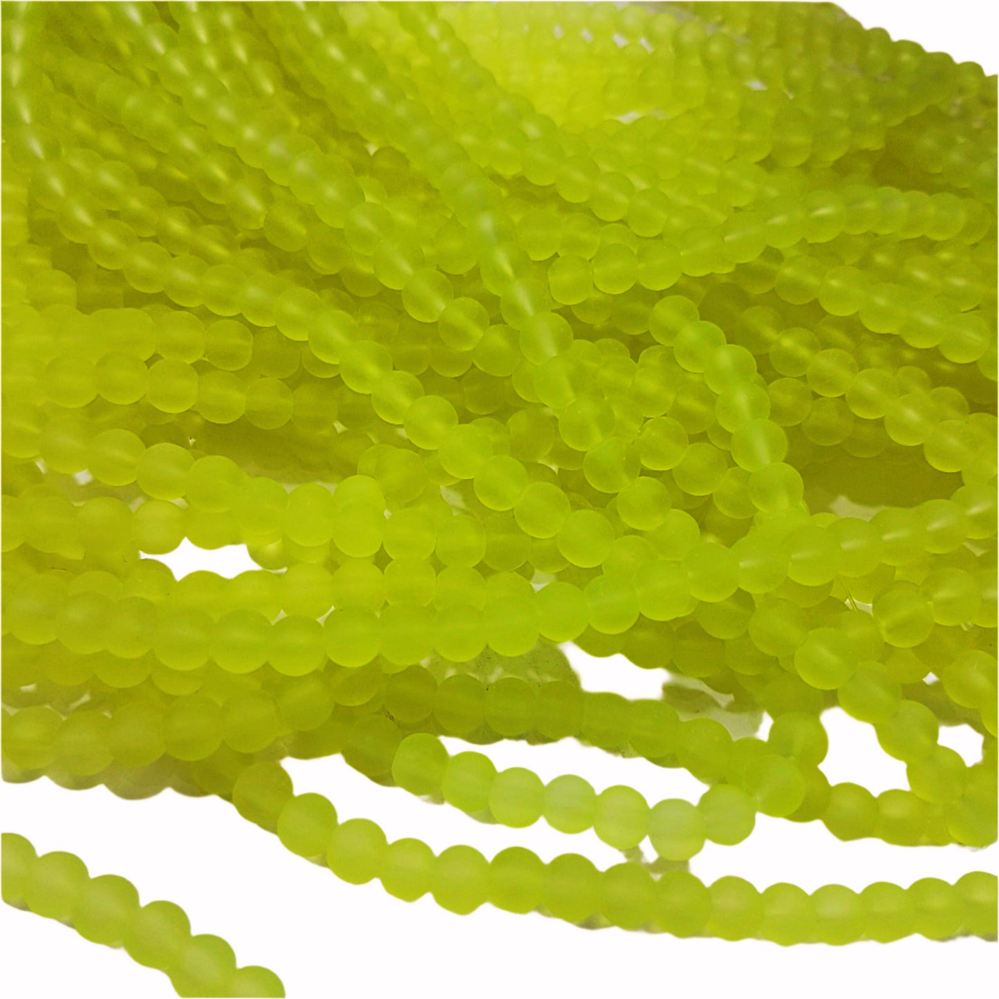 6mm Green Yellow Frosted Glass Beads