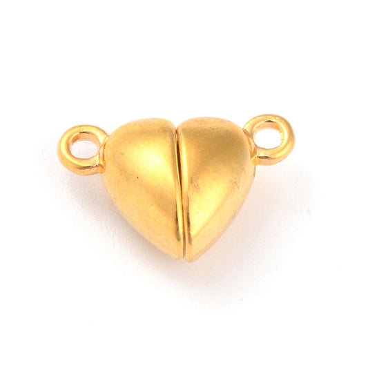 2 Sets Gold Heart Magnetic Clasps