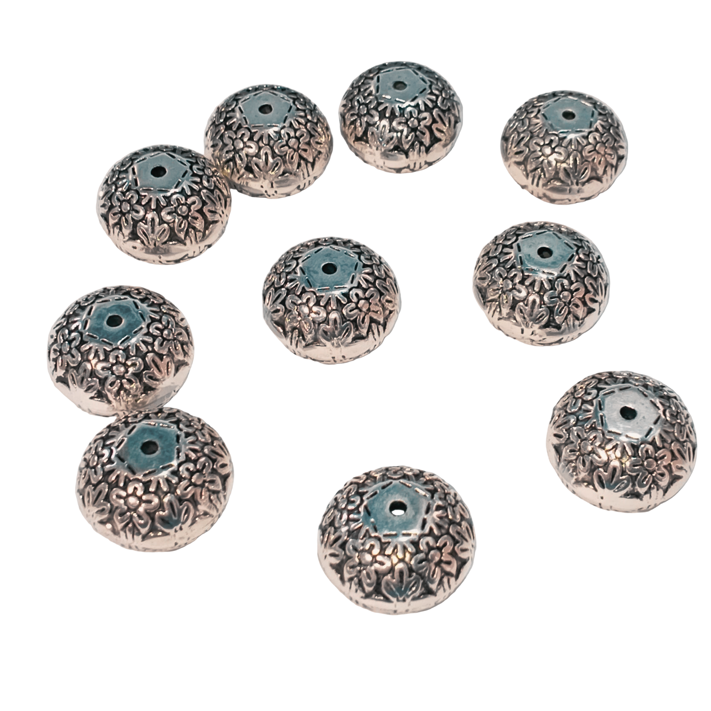 10pc 20mm Antique Silver Rondelle Acrylic Beads