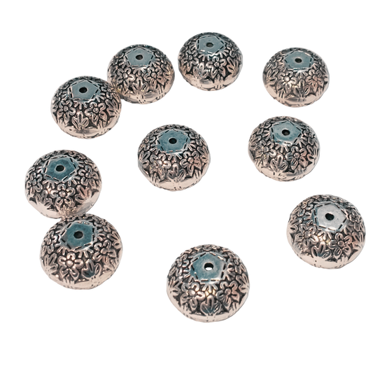 10pc 20mm Antique Silver Rondelle Acrylic Beads