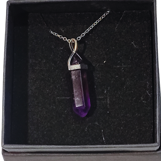 Natural Amethyst Pendant Point Necklace