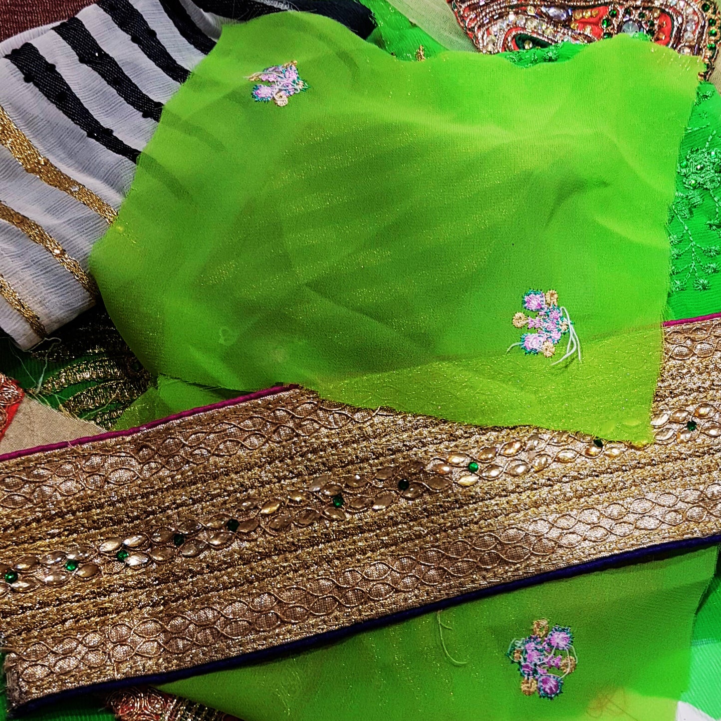 Sari Trims and Fabric Scraps Bundle