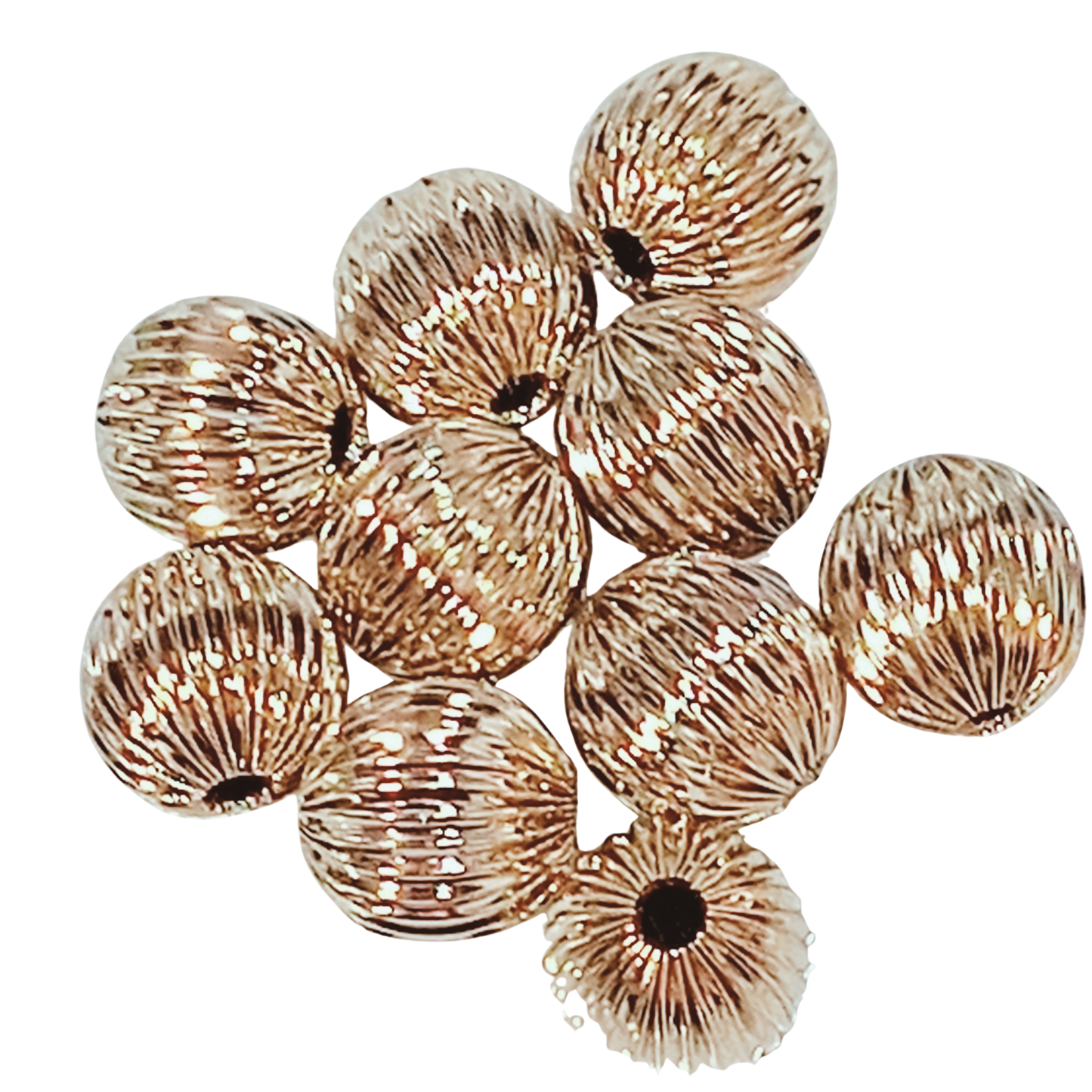 10pc 16mm Gold Round Fluted Beads