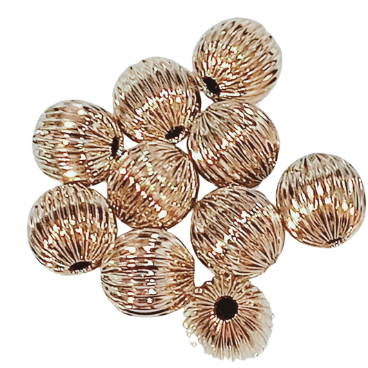 10pc 16mm Gold Round Fluted Beads