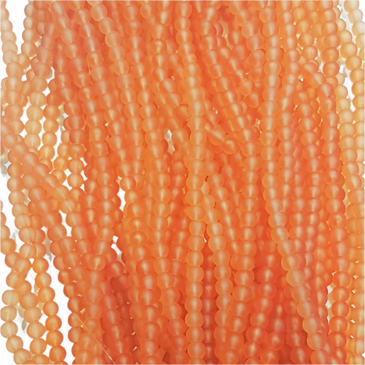 6mm Orange Frosted Glass Beads