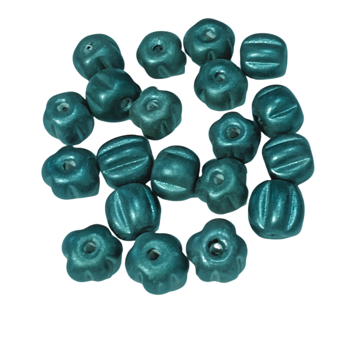 20pc Metallic Blue Glass Beads