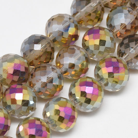 6pc Round Ball Etched Crystal Glass Beads
