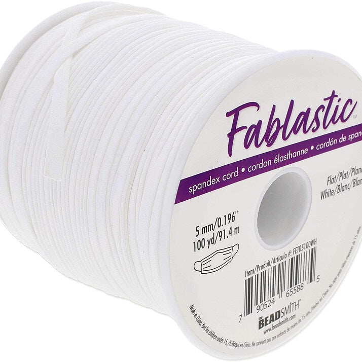 1M White Fablastic Spandex Stretch Cord 3mm