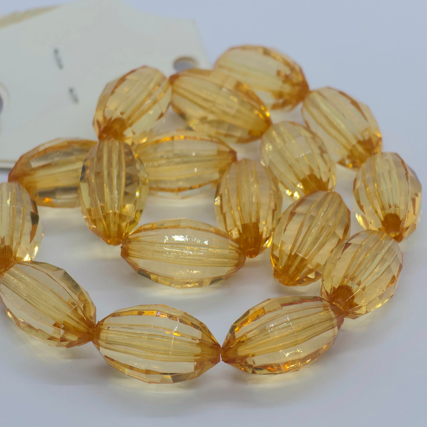 20mm Oval Dark Orange Faceted Acrylic Beads