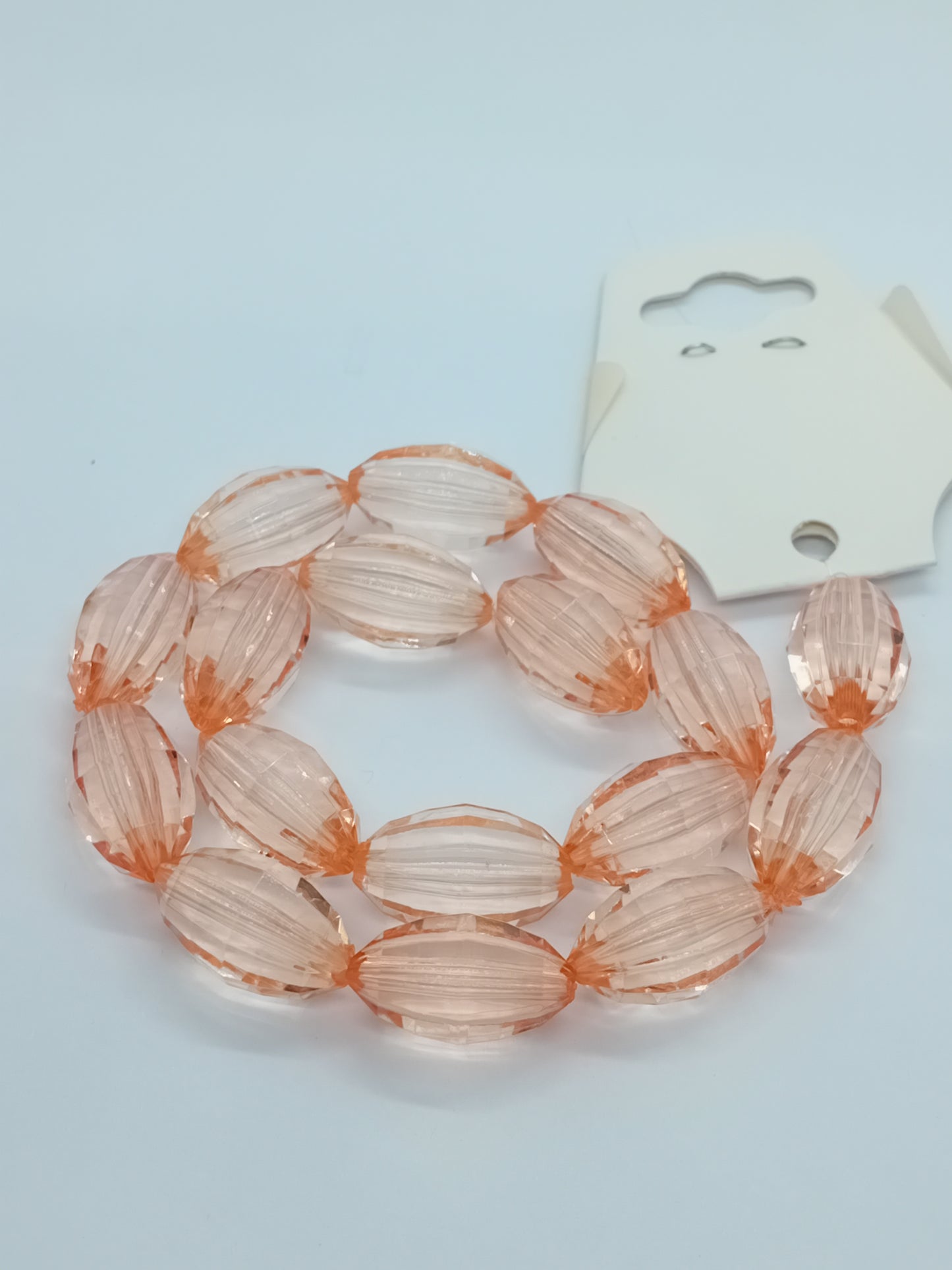 20mm Oval Peach Faceted Acrylic Beads