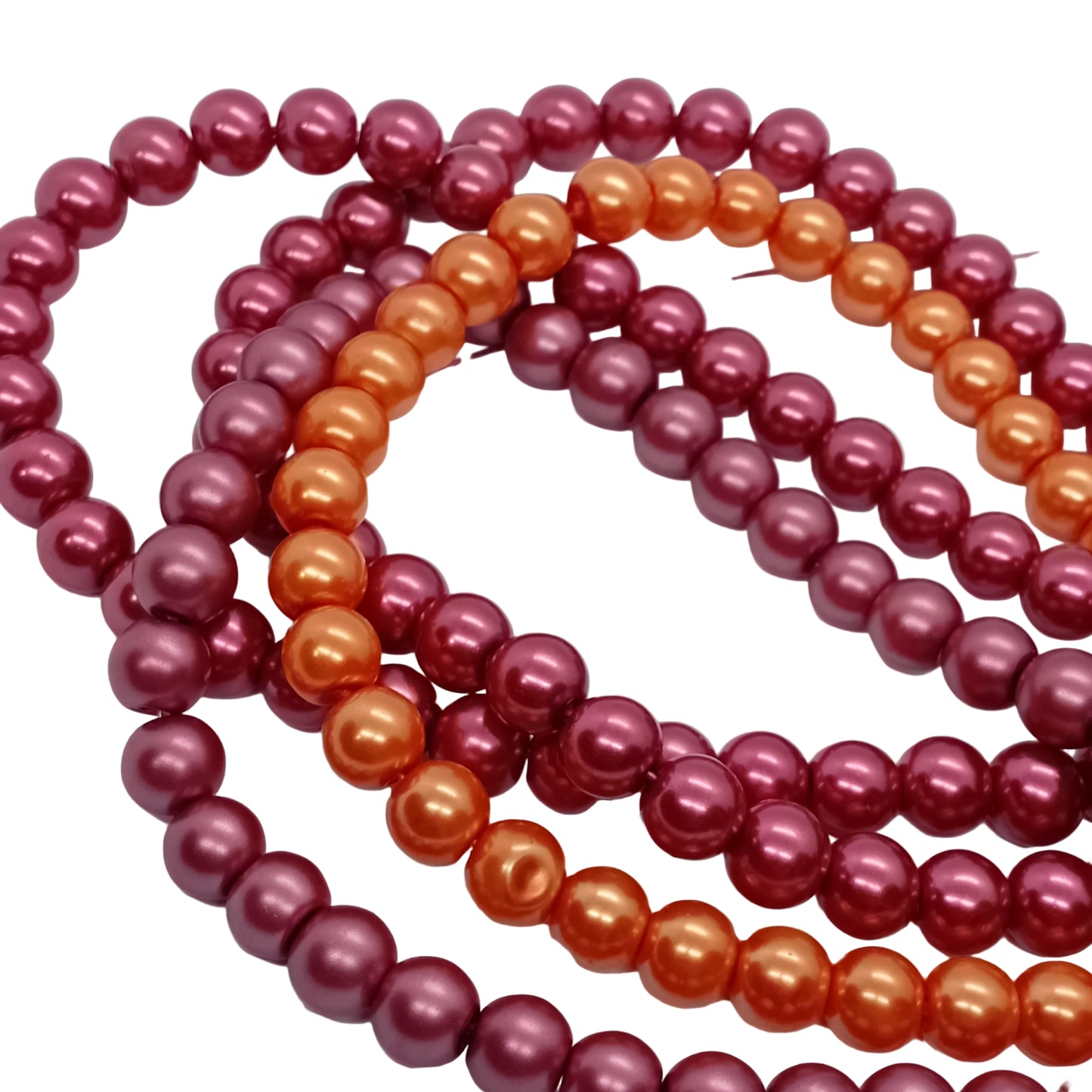 SALE! 4x Strings Of 8mm Pearl Glass Beads