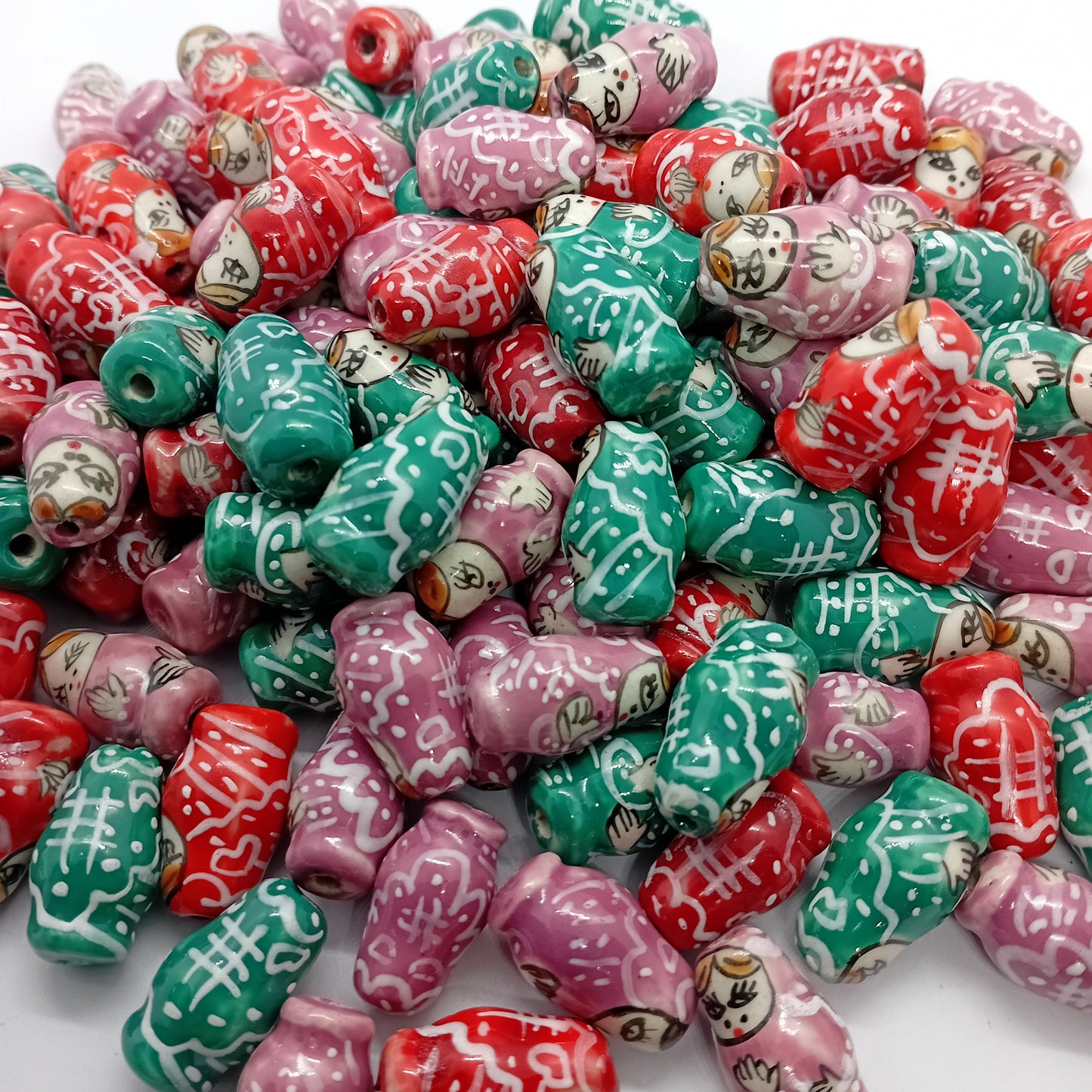 SALE! 60pc Multicolored Clay Doll Beads