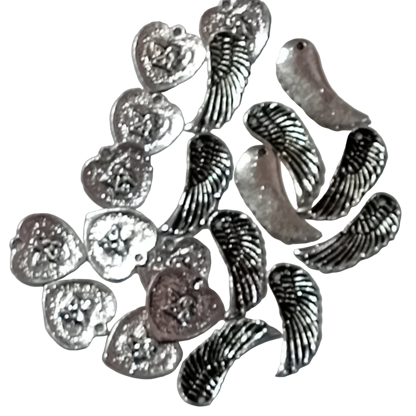 20pc Silver Angel Pendant & Wing Charms Pack